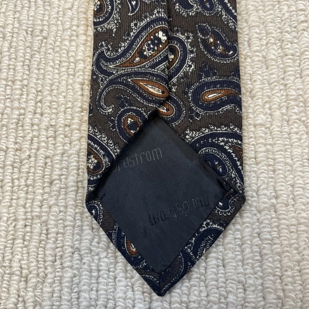 Robert Talbott Nordstrom Wool Tie Brown Paisley Men's Designer Necktie